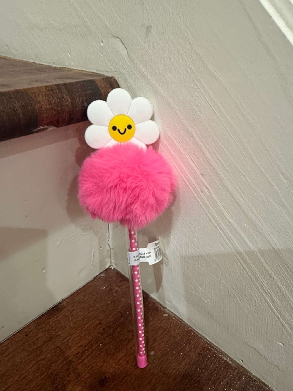 NWT Pink Daisy Pom-Pom Kids Toy Pen - Cute Floral Writing Accessory